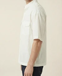Modenaire Men's Short Sleeve Stand-Collar Dual-Pocket Shirt