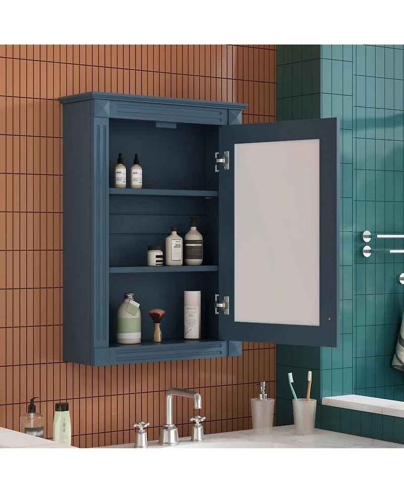 Busdays 20 Inch Wall Mounted Bathroom Storage Cabinet with Mirror Medicine Cabinet Adjustable Shelf Over Toilet Space Saver