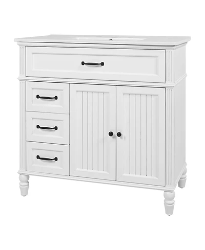Busdays 36 Inch Bathroom Vanity with Sink Cabinet with Drawers Durable Frame Mdf Board Spacious Storage Two Package Delivery