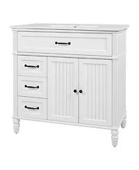 Busdays 36 Inch Bathroom Vanity with Sink Cabinet with Drawers Durable Frame Mdf Board Spacious Storage Two Package Delivery
