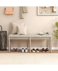 Slickblue Padded Upholstered Bench with Carved Rubberwood Legs