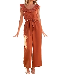 Cupshe Women's Ruffle Waist Tie-Front Wide Leg Jumpsuit