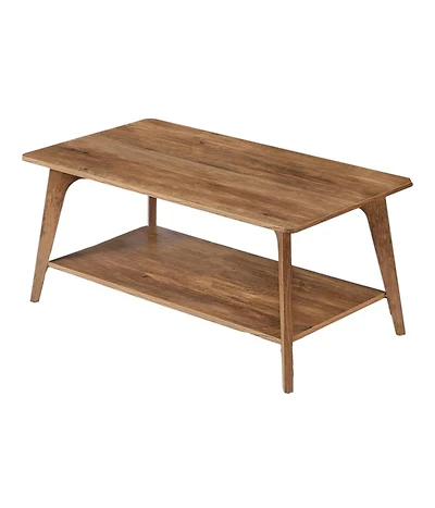Slickblue 2 Tier Coffee Table with Storage Rounded Edge Living Room Table