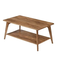 Slickblue 2 Tier Coffee Table with Storage Rounded Edge Living Room Table