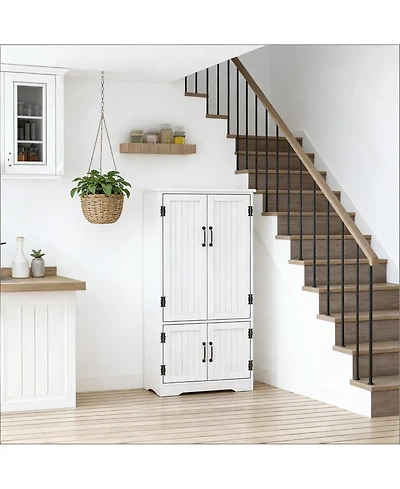 Freestanding Kitchen Cabinet Accent Floor Storage with Adjustable Shelves
