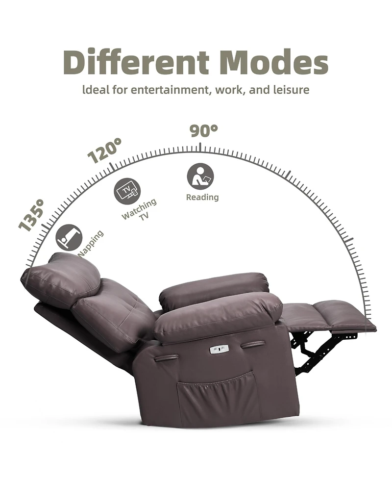 Gaomon Manual Swivel Recliner Sofa Chair with Side Pocket for Living Room, Bedroom