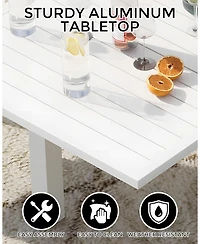 Gaomon Expandable Patio Table for 4-6 Persons, 31.5"-63" Extendable Outdoor Dining Table Set, Aluminum Slat Frame