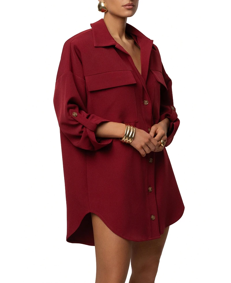 Jluxlabel Women's Downtime Collared Shirt Dress