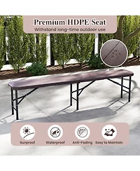 Sugift 6 Feet Folding Hdpe Bench with 1320 Lbs Capacity and Handle Lock