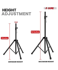 5 core Speaker Stands Pair Adjustable 54 Inch Tripod 132 lbs Capacity 35mm Mount for Dj Pa Use