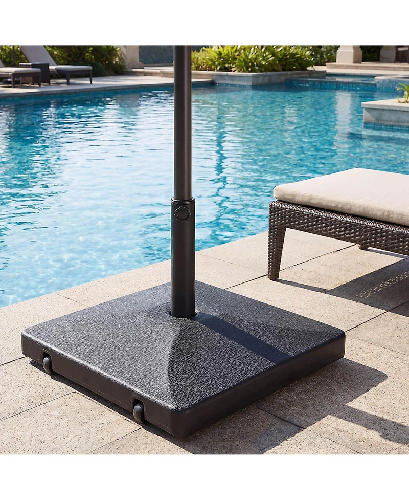 Costway Fillable Umbrella Base 90 Lbs Heavy Duty with 2 Wheels, Water/Sand Filled