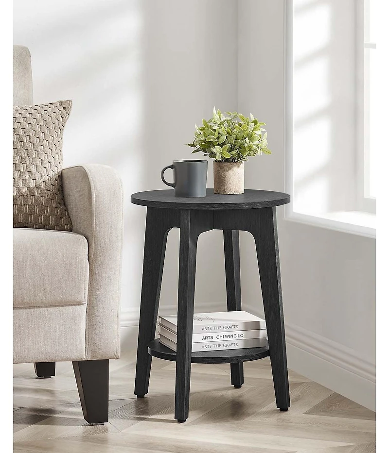Slickblue Modern Round End Table with Lower Shelf for Sofa and Bedside