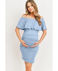 Hello Miz Maternity Off-The-Shoulder Ruffle Bodycon Dress