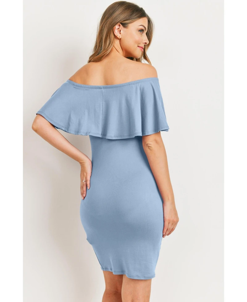 Hello Miz Maternity Off-The-Shoulder Ruffle Bodycon Dress