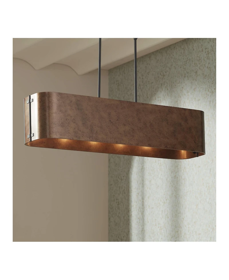 Possini Euro Design Julian 41 1/2" Farmhouse Rustic Pendant Chandelier Ceiling Light Fixture Dining Room Over Table Kitchen Island Linear Bronze