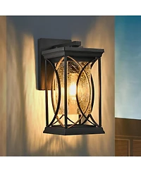Busdays 14 Inch Outdoor Wall Lantern Crackled Glass Weather Resistant Sconce E26 Base for Porch Patio Entryway Bulb Not Included