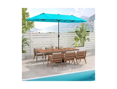 Clihome Double-Sided Patio Twin Table Umbrella with Crank Handle