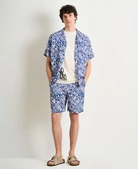 Scotch Soda Mens Tiles Flower Blue Matching Set Paired With Short Sleeve Dove Face Graphic T Shirt