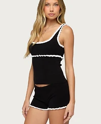Edikted Women's Saffra Contrast Ruffle Knit Top