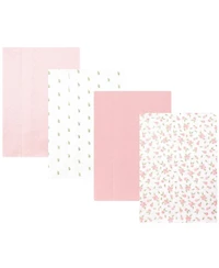 Hudson Baby Girl Cotton Poly Flannel Burp Cloths -Pack, Tiny Rose