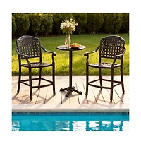 Boyel Living Set of 2 Outdoor Bar Stool 25.5 Inch Counter Height Cast Aluminum Bar Chairs-Copper