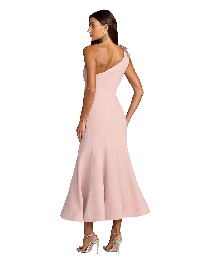Mac Duggal Women's One Shoulder Crepe Trumpet Midi Dress