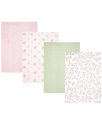 Hudson Baby Girl Cotton Poly Flannel Burp Cloths -Pack, Sweet Little Floral