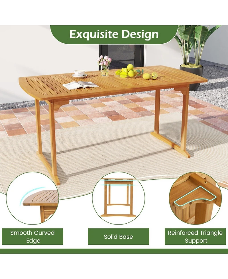 Sugift 6-Piece Outdoor Acacia Wood Dining Set with Umbrella Hole