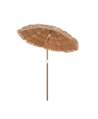 Clihome Thatched Beach Umbrella with Push Button Tilt Carrying Bag (Set of 2)