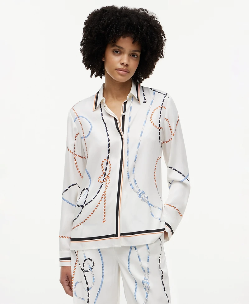 Tommy Hilfiger Women's Printed Collared Button-Front Shirt