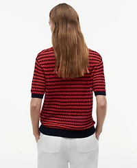 Tommy Hilfiger Women's Pointelle Collar V-Neck Sweater