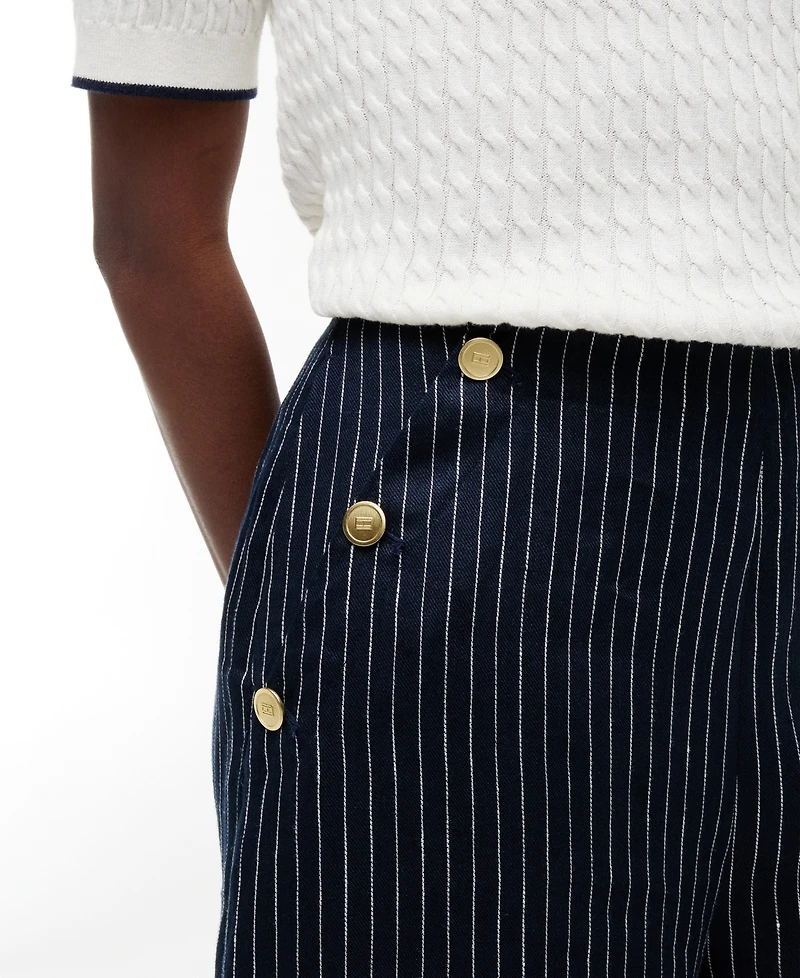 Tommy Hilfiger Women's Nautical Stripe High-Rise Wide-Leg Pants