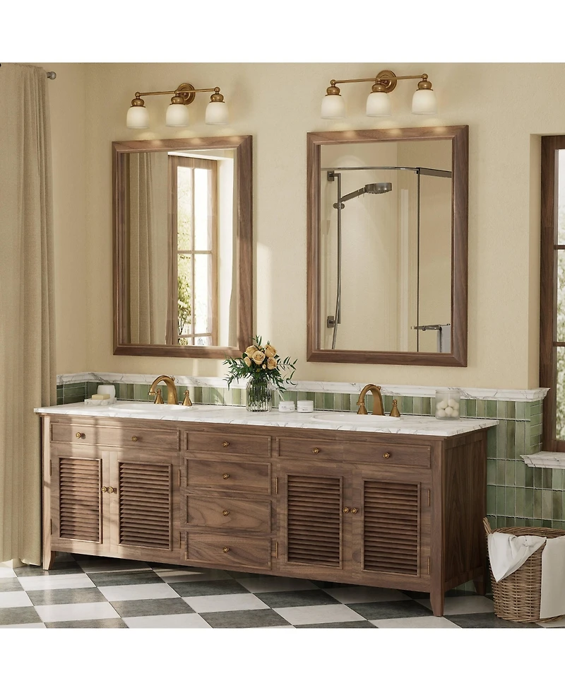 Apmir 30" x 40" Inch Thick Metal Framed Wall Mirrors for Bedroom