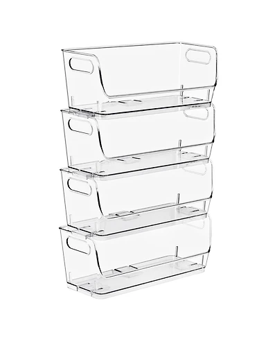 Sorbus 4 Pack Small Narrow Open Front Stackable Storage Bins for Kitchen and Pantry Organization