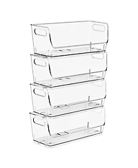 Sorbus 4 Pack Small Narrow Open Front Stackable Storage Bins for Kitchen and Pantry Organization