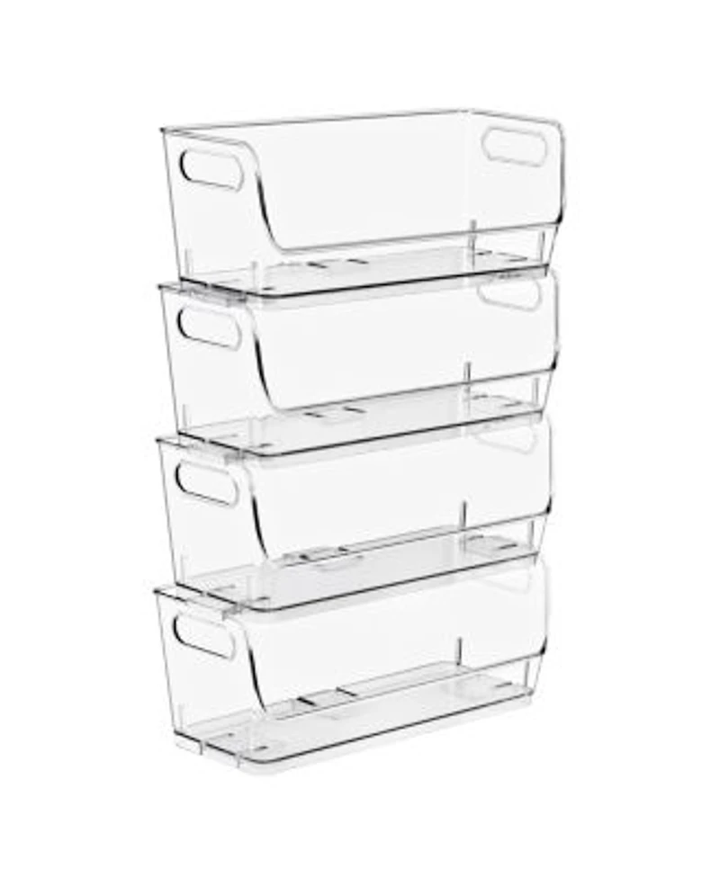 Sorbus 4 Pack Small Narrow Open Front Stackable Storage Bins For Kitchen Pantry Organization