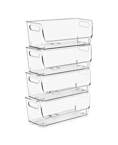 Sorbus 4 Pack Small Narrow Open Front Stackable Storage Bins For Kitchen Pantry Organization