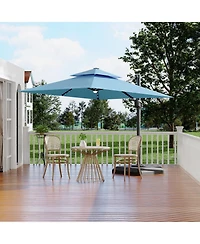 gaomon 10 ft 360degree(s) Rotation Solar Lights Cantilever Patio Umbrella with Base Included for Backyard
