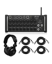 Behringer XAir XR18 18-Channel 12-Bus Wireless Digital Mixer for iPad/Android Tablet, Bundle with TAPH100 Headphones and 4x 25' Xlr Microphone Cable