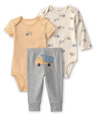 Carter's Baby Boy's Construction Bodysuit & Pant 3-Piece Set