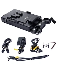AndyCine Multi-Output V-Mount Battery Plate with Rod Mount and Cheese Plate for Monitors and Dslr Cameras