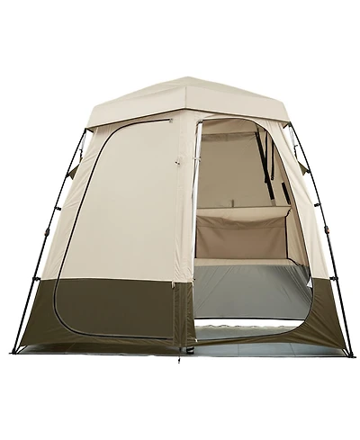 ECHTPeak Camping Shower Tent, 150D Oxford Fabric with Silver Coating, 2-Room Foldable Privacy Tent Changing Room, for Camping, Beach, and Fishing