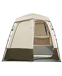 ECHTPeak Camping Shower Tent, 150D Oxford Fabric with Silver Coating, 2-Room Foldable Privacy Tent Changing Room, for Camping, Beach, and Fishing