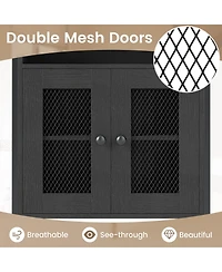 Gymax Over The Toilet Cabinet Bathroom Toilet Storage Organizer w/ Double Door Cabinet