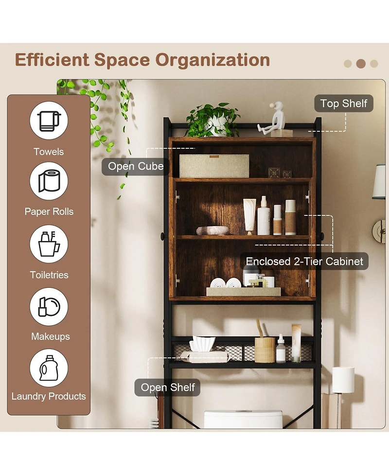 Gymax Over the Toilet Cabinet Space-saving Bathroom Storage Organizer w/ 2 Mesh Doors
