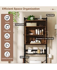 Gymax Over the Toilet Cabinet Space-saving Bathroom Storage Organizer w/ 2 Mesh Doors