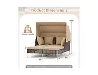 Boyel Living Outdoor Daybed with Retractable Canopy Pe Wicker Rattan Patio Lounger
