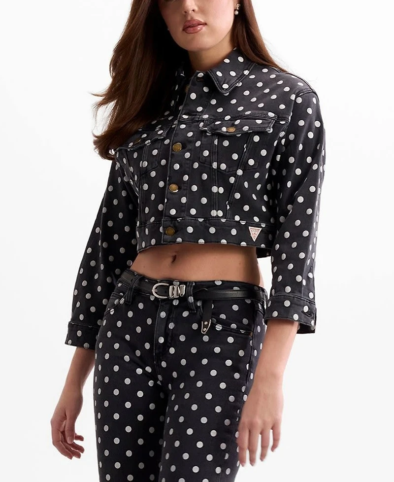 Guess Women's Rosalyn Collared Crop Jacket