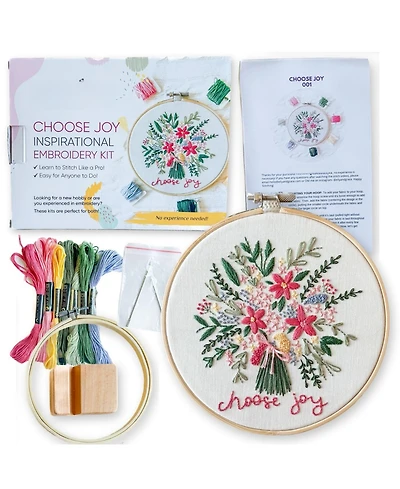 Gnuadz Elly Grace Embroidery Kit Hoop Beginners Adults Thread Joy