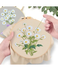Gnuadz 4 Set Embroidery Kit Beginners Daisy Cross Stitch Hoop Thread